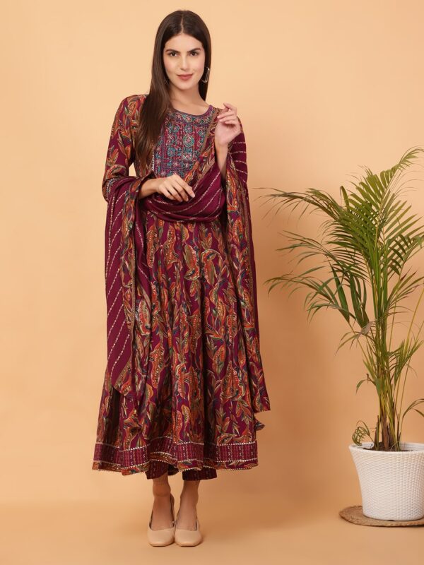 Palatial Charm Wine Anarkali Suit