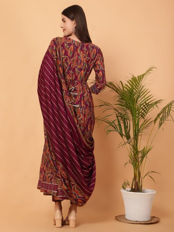 Palatial Charm Wine Anarkali Suit.